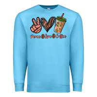 Ocean Blue peace love coffee Premium Sweatshirt - NancyCooperArtShop