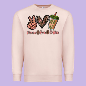 Peace Love Coffee Premium Sweatshirt Designed By Nancycooperartshop