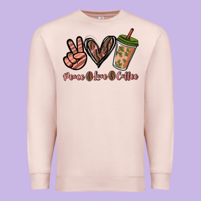 Peace Love Coffee Premium Sweatshirt Designed By Nancycooperartshop
