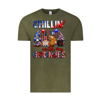 Vintage Olive Chillin' with my gnomies 4th of July Vintage Tee - CowGirlArtShop