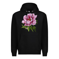 Black Peony Flower Illustrations Premium Hoodie - LillyAllenDesigns