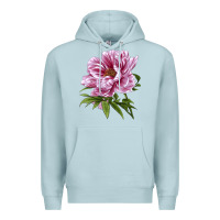 Blue Mist Peony Flower Illustrations Premium Hoodie - LillyAllenDesigns