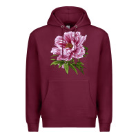 Burgundy Peony Flower Illustrations Premium Hoodie - LillyAllenDesigns