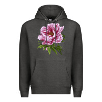 Charcoal Heather Peony Flower Illustrations Premium Hoodie - LillyAllenDesigns