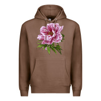 Chestnut Peony Flower Illustrations Premium Hoodie - LillyAllenDesigns
