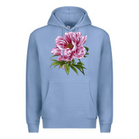 Colony Blue Peony Flower Illustrations Premium Hoodie - LillyAllenDesigns