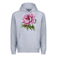 Heather Grey Peony Flower Illustrations Premium Hoodie - LillyAllenDesigns