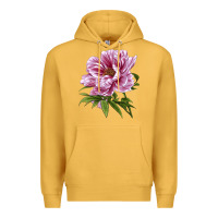 Mustard Peony Flower Illustrations Premium Hoodie - LillyAllenDesigns