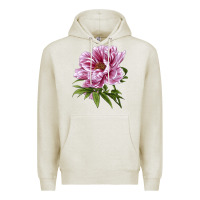 Oatmeal Heather Peony Flower Illustrations Premium Hoodie - LillyAllenDesigns