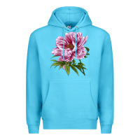 Ocean Blue Peony Flower Illustrations Premium Hoodie - LillyAllenDesigns