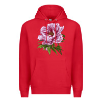Red Peony Flower Illustrations Premium Hoodie - LillyAllenDesigns