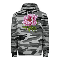 Slate Camo Peony Flower Illustrations Premium Hoodie - LillyAllenDesigns