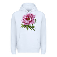 White Peony Flower Illustrations Premium Hoodie - LillyAllenDesigns