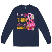 Navy Stronger than breast cancer Long Sleeve Tee - Artiststas