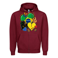 Burgundy brazil hearts Zipper Hoodie - NancyCooperArtShop