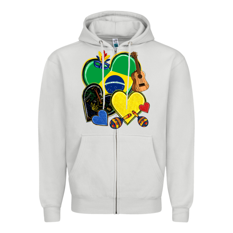 Brazil Hearts Zipper Hoodie by NancyCooperArtShop | Teevron