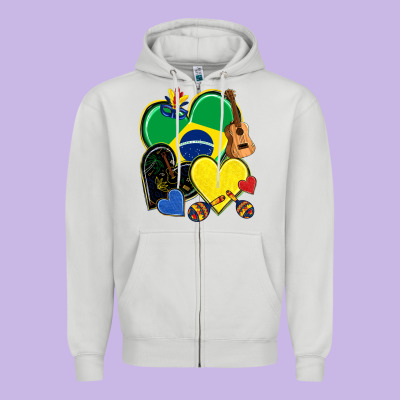 Brazil Hearts Zipper Hoodie Designed By Nancycooperartshop