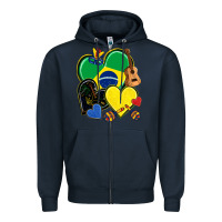 Navy brazil hearts Zipper Hoodie - NancyCooperArtShop