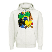 Oatmeal Heather brazil hearts Zipper Hoodie - NancyCooperArtShop