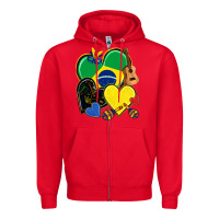 Red brazil hearts Zipper Hoodie - NancyCooperArtShop