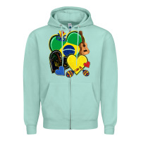 Seafoam brazil hearts Zipper Hoodie - NancyCooperArtShop