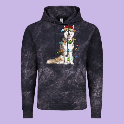 Husky With Christmas Lights Vintage Hoodie Designed By Ranaportraitstore