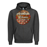Charcoal Heather ladybug welcome ornament Zipper Hoodie - BarkalooDesign