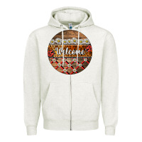 Oatmeal Heather ladybug welcome ornament Zipper Hoodie - BarkalooDesign