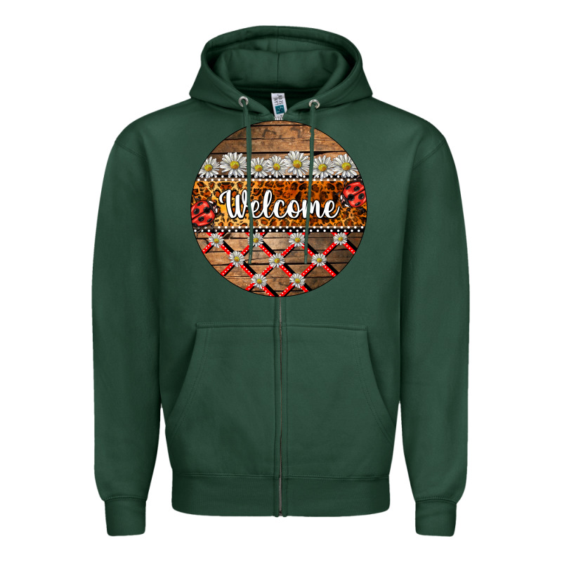 Ladybug Welcome Ornament Zipper Hoodie by BarkalooDesign | Teevron