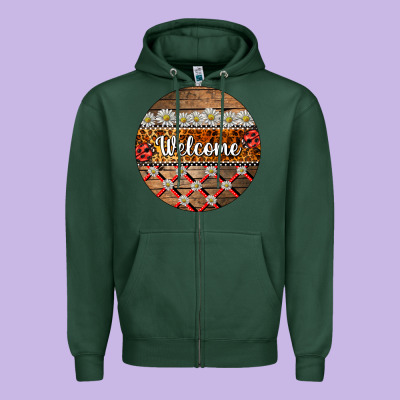 Ladybug Welcome Ornament Zipper Hoodie Designed By Barkaloodesign
