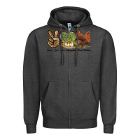 Charcoal Heather Peace Love New Hampshire Red Chicken Zipper Hoodie - LillyAllenDesigns