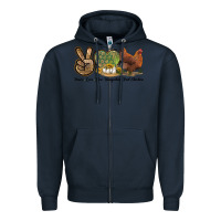 Navy Peace Love New Hampshire Red Chicken Zipper Hoodie - LillyAllenDesigns