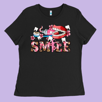 Smile With Teeth And Brush Ladies Tee Designed By Adodesignshop