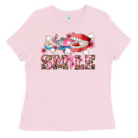 Bubblegum Pink smile with teeth and brush Ladies Tee - AdoDesignShop