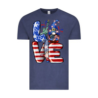 Vintage Denim Love 4th of July with gnomes 4th of july Vintage Tee - CowGirlArtShop
