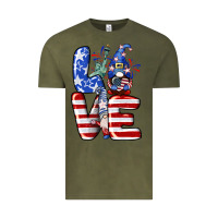Vintage Olive Love 4th of July with gnomes 4th of july Vintage Tee - CowGirlArtShop