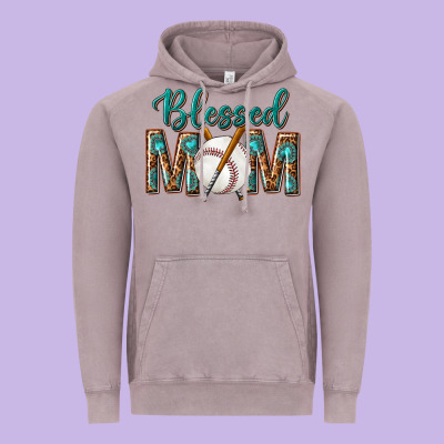 Western Blessed Mom With Baseball Vintage Hoodie Designed By Texasbilliewilder
