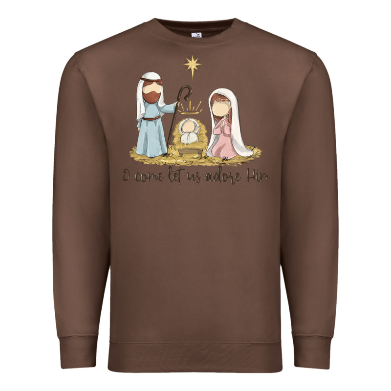 O Come Let Us Adore Him Premium Sweatshirt by MaliasSmallBusiness | Teevron