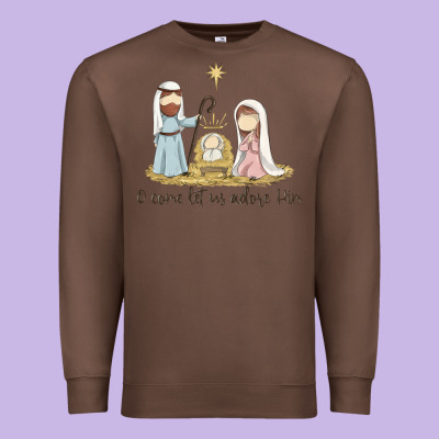 O Come Let Us Adore Him Premium Sweatshirt Designed By Maliassmallbusiness