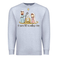 Heather Grey o come let us adore him Premium Sweatshirt - MaliasSmallBusiness