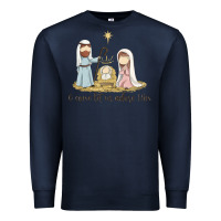 Navy o come let us adore him Premium Sweatshirt - MaliasSmallBusiness