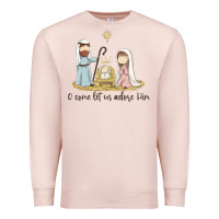 Pale Pink o come let us adore him Premium Sweatshirt - MaliasSmallBusiness