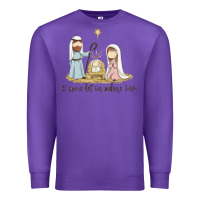 Purple o come let us adore him Premium Sweatshirt - MaliasSmallBusiness