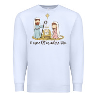 White o come let us adore him Premium Sweatshirt - MaliasSmallBusiness