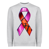 Heather Grey Breast Cancer Ribbon Basketball Heavyweight Sweatshirt - texasbilliewilder