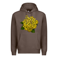 Coffee Oregon Grape Flower Illustrations Premium Hoodie - LillyAllenDesigns