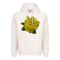 Pale Pink Oregon Grape Flower Illustrations Premium Hoodie - LillyAllenDesigns