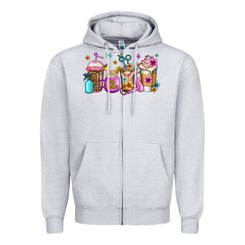 Hair Hustler Coffee Zipper Hoodie by Jasminsmagicworld | Teevron
