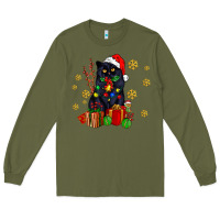 Army Green black cat meowy christmas Long Sleeve Tee - AdoDesignShop