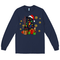 Navy black cat meowy christmas Long Sleeve Tee - AdoDesignShop
